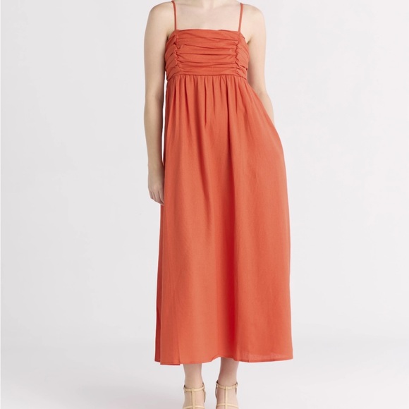 Free Assembly Dresses & Skirts - Free Assembly Orange Linen Blend Maxi dress size large with adjustable straps